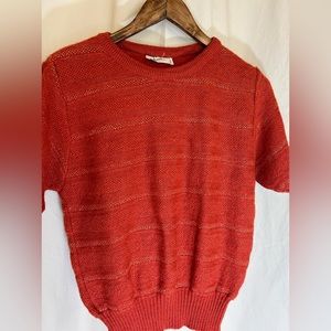 VINTAGE AMMAR SHORT SLEEVE ORANGE AND  GOLD SWEATER 34